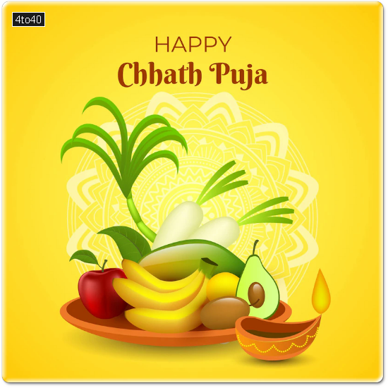 Realistic Chhath Puja with greeting card
