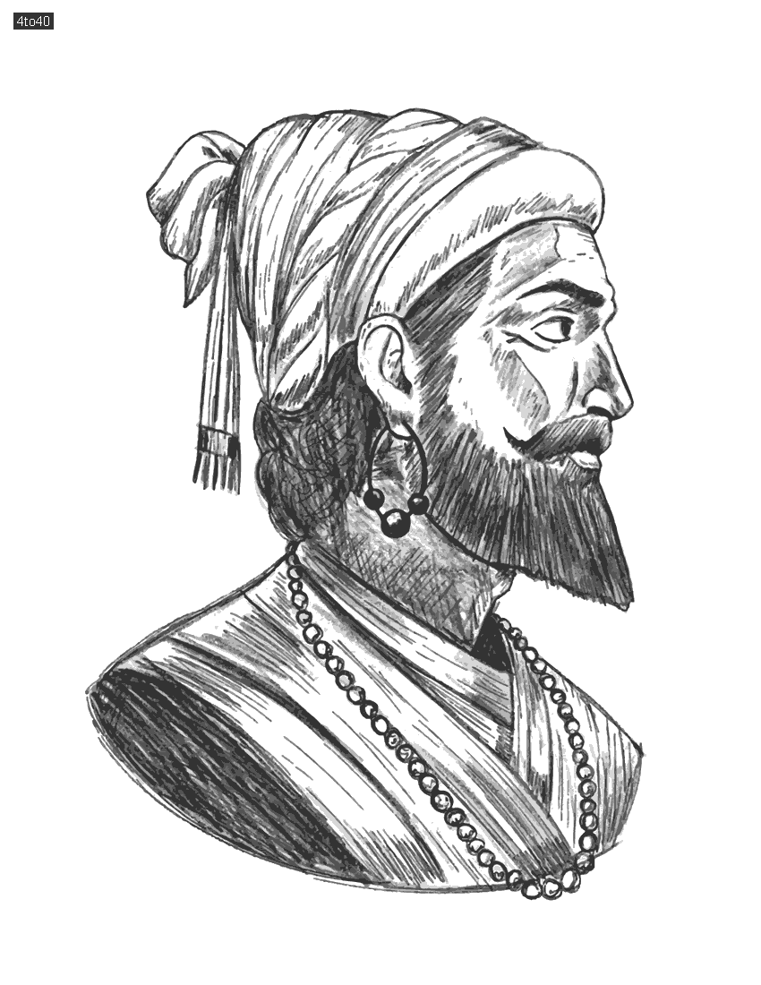 Sketch of Shivaji Maharaj illustration
