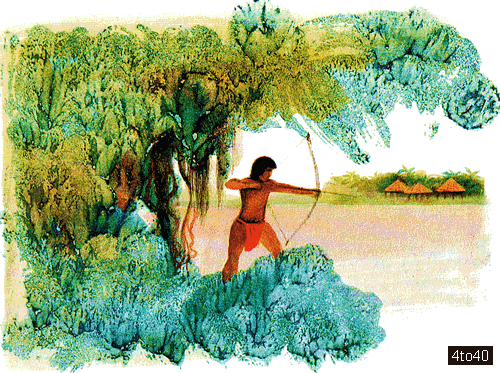 The natives often fish with bow and arrows
