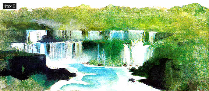 The roaring Iguacu Falls are set against the lush greenery of the jungle