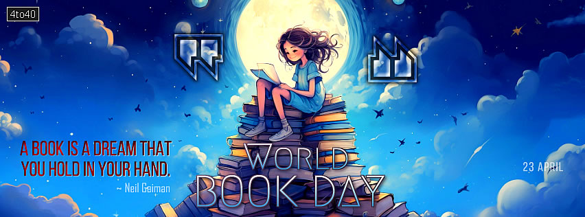 World Book Day 23 April Facebook Poster With Neil Gaiman One Liner Message