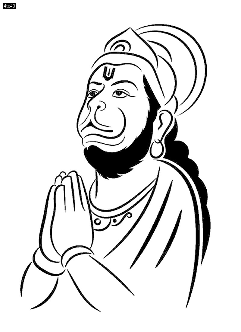 Lord Hanuman line stroke symbol illustration