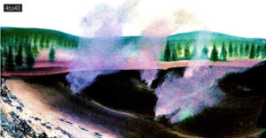 Hot volcanic geysers gush from subterranean depths near Rotorua on North Island