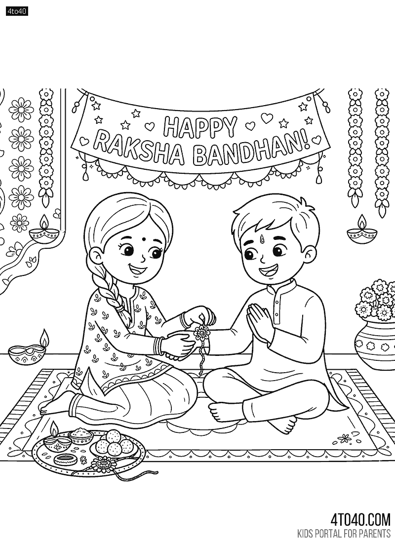 Hindu Festival Raksha Bandhan Free coloring page