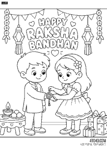 Raksha Bandhan Festive Home Celebration Coloring page