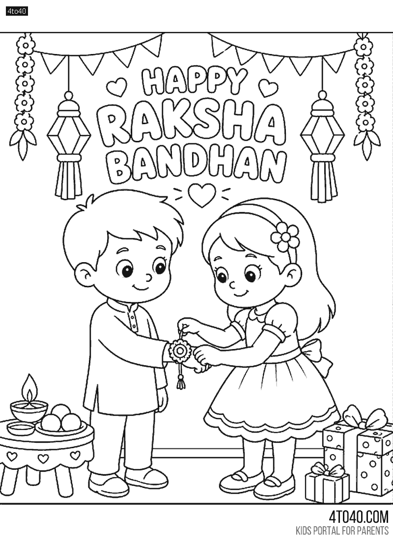 Raksha Bandhan Festive Home Celebration Coloring page