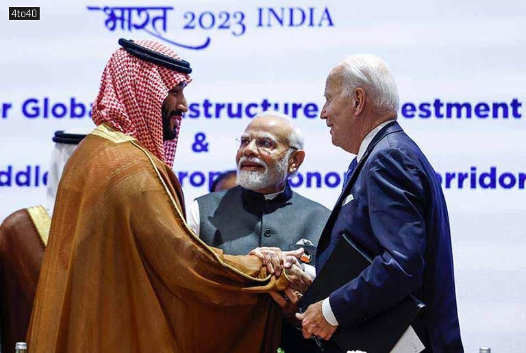 PM Modi, US President Biden and Saudi Crown Prince Mohammed Bin Salman shake hands