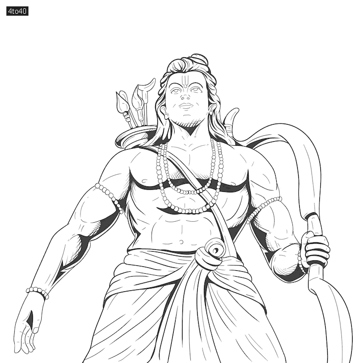 Vector illustration sketch of lord Rama with bow arrow