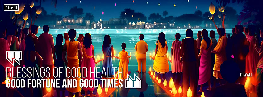 Diwali Blessings of good health, good fortune and good times - Free Facebook Banner