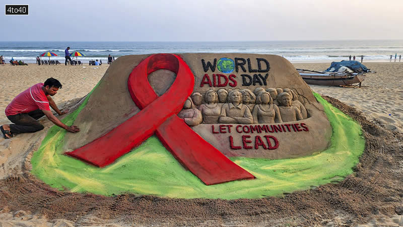A sand sculpture on the eve of World AIDS Day