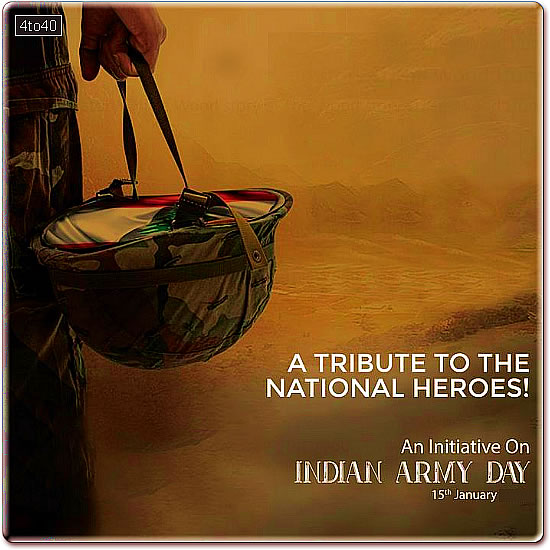 A Tribute To The National Heroes - Indian Army Day Message Card
