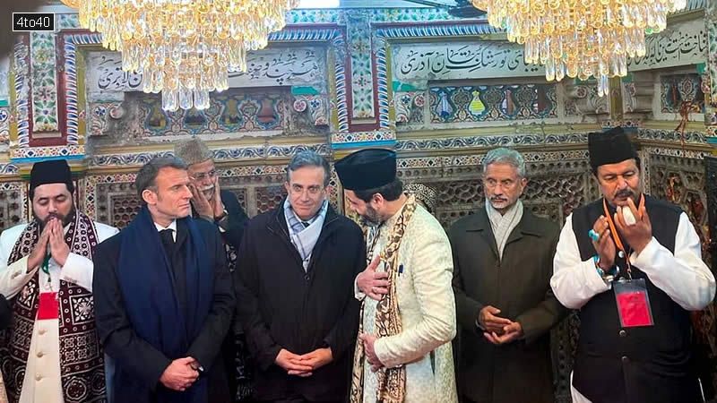French President Emmanuel Macron visited the Hazrat Nizamuddin Aulia Dargah in South Delhi on 26 January, 2024