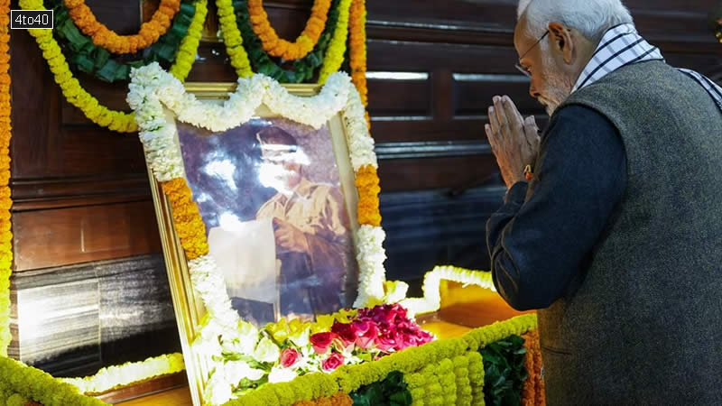 Prime Minister Narendra Modi on 23 January, 2024 commemorated the birth anniversary of Netaji Subhas Chandra Bose and paid floral tribute to the freedom fighter at Samvidhan Sadan (Old Parliament Building).
