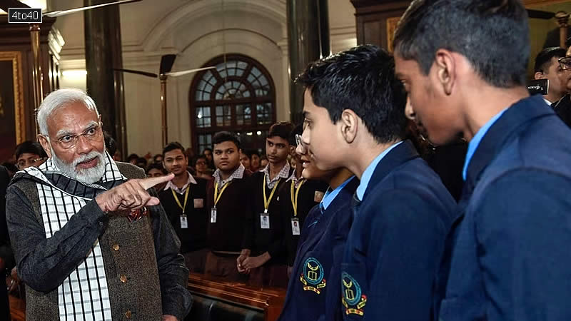 PM Modi also interacted with students during his visit to the Samvidhan Sadan to pay tribute to Netaji Subhas Chandra Bose on his birth anniversary