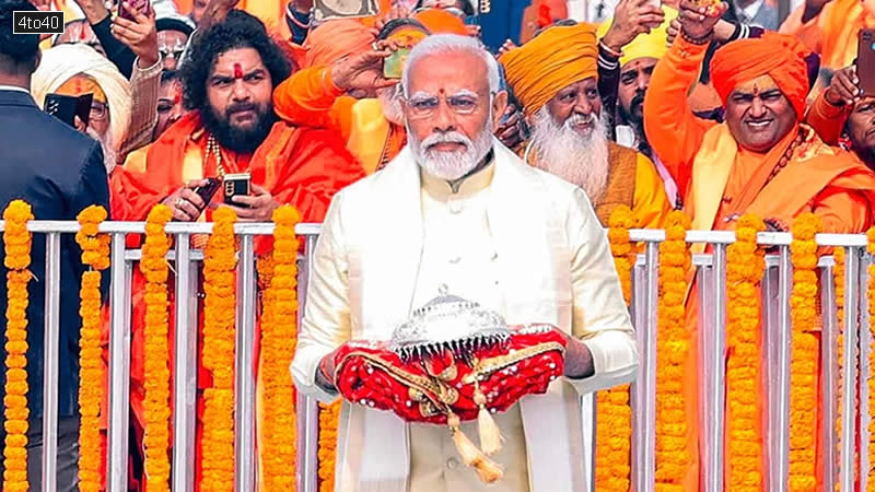 PM Modi reached Ayodhya earlier in the day to take part in the auspicious ceremony