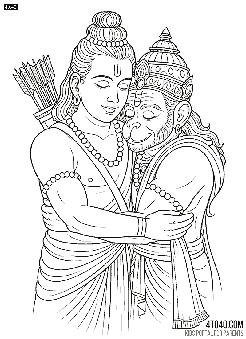 Shri Ram Hanuman Coloring Page