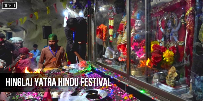Hindu devotees perform their rituals in the ancient cave temple of Hinglaj Mata