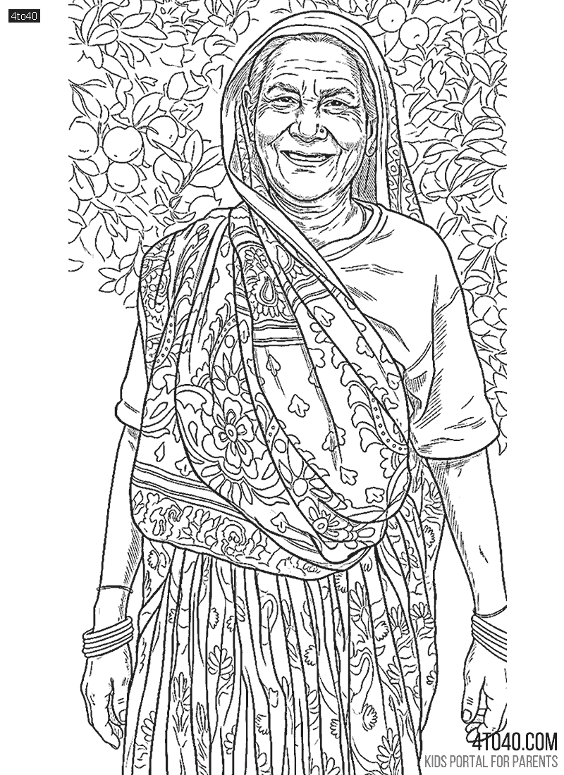 Indian Village Mother Coloring Page