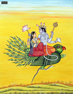 Lord Vishnu with Goddess Lakshmi on Garuda