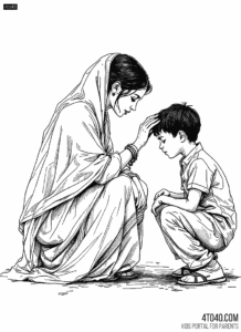 Mother and son coloring sheet