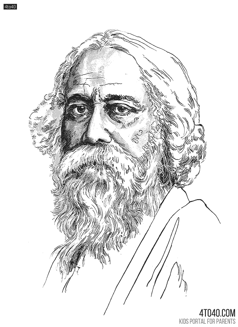 Rabindranath Tagore from India coloring page