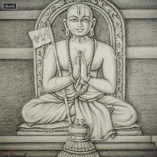 Ramanuja Acharya Pencil sketch by Drdha Vrata Gorrick