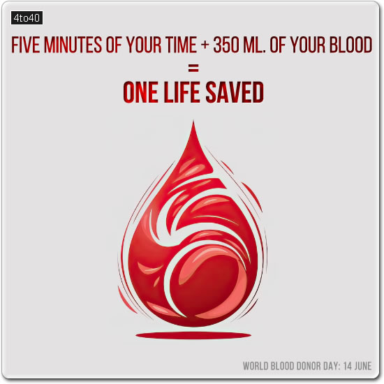 Five minutes of your time + 350 ml. of your blood = One life saved.