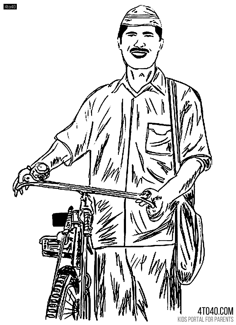 Indian postman holding his bicycle & carrying a mail letter bag on shoulder
