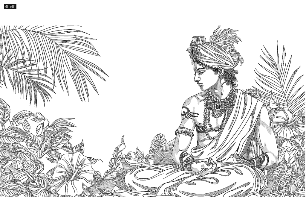 Line art of Krishna in traditional attire – Kids Portal For Parents