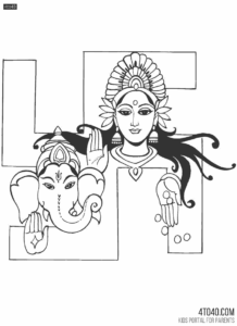 Laxmi and Ganesh Ji Coloring Page for Diwali Festival