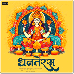 May the divine blessings of Lord Dhanvantari bring good health and wellbeing Greeting Card