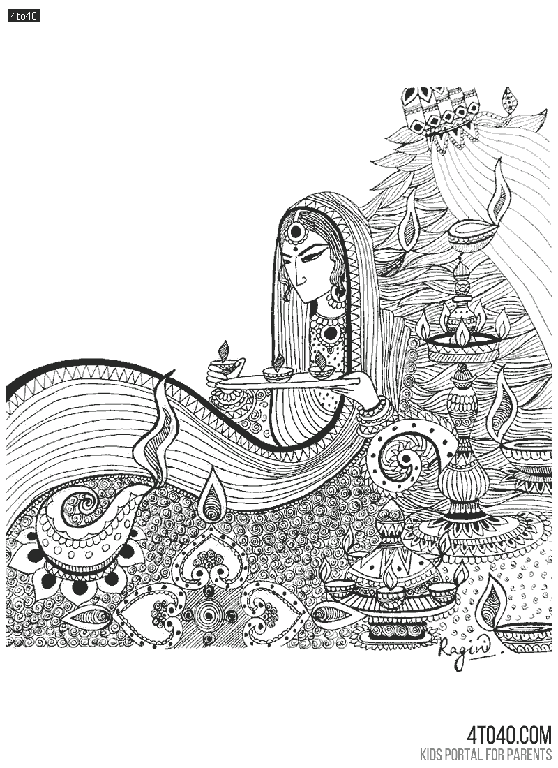 Woman decorating diyas on Diwali eve