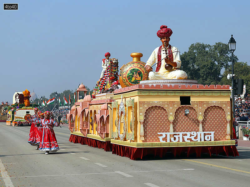 Rajasthan State 2026 Republic Day Tableaux - Theme: Golden Touch of the Desert - Bikaner Gold Art (Usta Art)