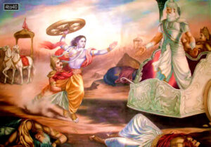 Krishna Attacks Bhishma in The Battlefield of Kurukshetra