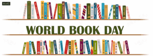 Books on shelves: World Book Day - International Literacy Day Social Media Banner / Poster
