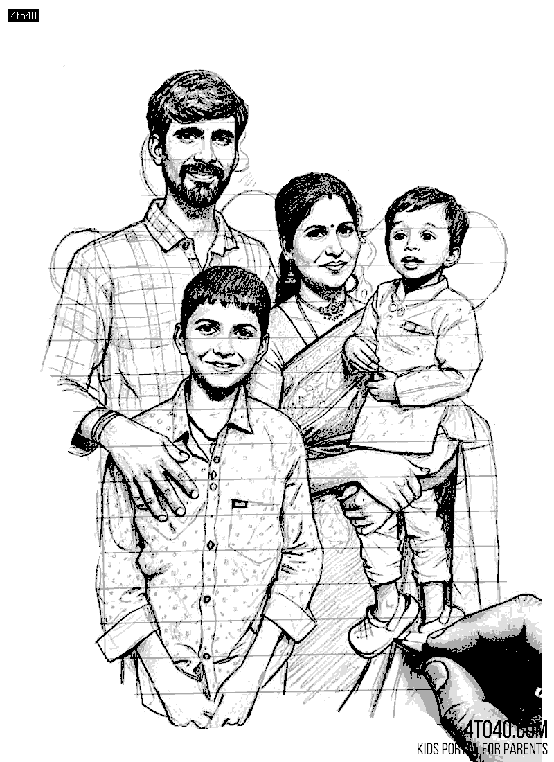 Indian Hindu Middle Class Family Coloring Page