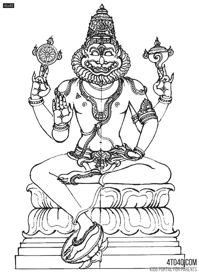 Mahavatar Narsimha coloring sheet for teenagers and adults