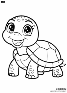 Sea Turtle Easy Coloring Page For Kids