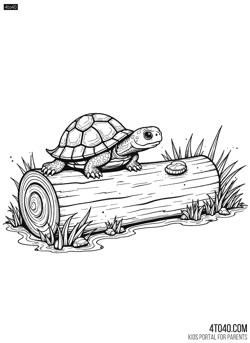 Turtle Coloring Page for School Children