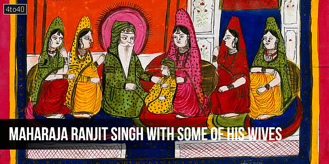 Maharaja Ranjit Singh with some of his wives