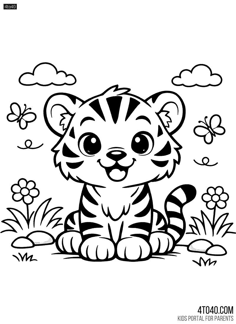 Friendly Tiger Cub Sitting