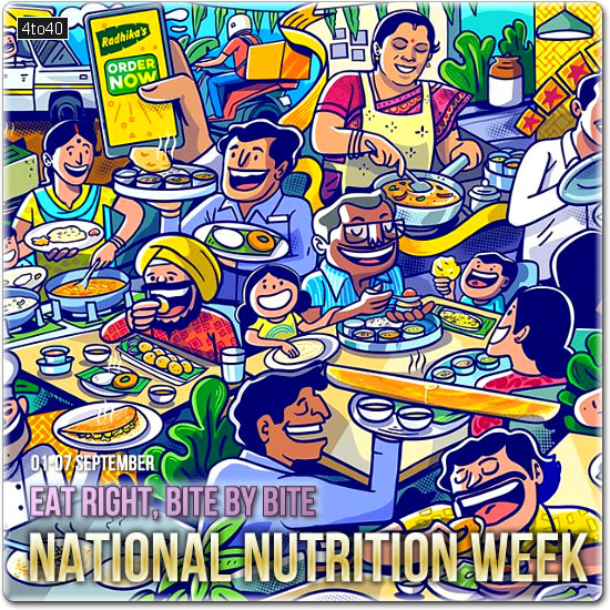 Eat Right, Bite by Bite: National Nutrition Week Social Media Greeting Card