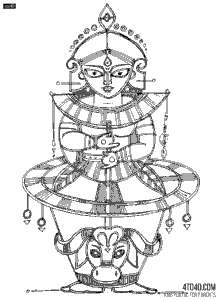 Maa Durga Ink Pen Sketch Image For Coloring