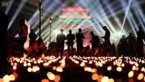 Earthen lamps are lit along the Kartavya Path