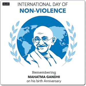 The International Day of Non-Violence is observed annually on October 2, coinciding with the birthday of Mahatma