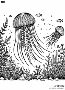 Jellyfish Coloring Page For Students and Children