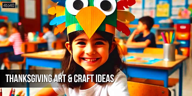 Thanksgiving Art & Craft Ideas For Children: Making a Walnut Turkey, Paper Headbands