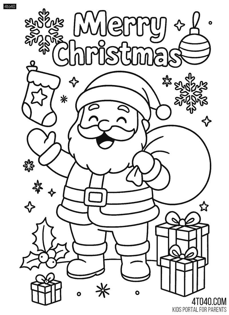 Celebrate the magic of the season with this adorable Santa Claus Christmas coloring page for kids