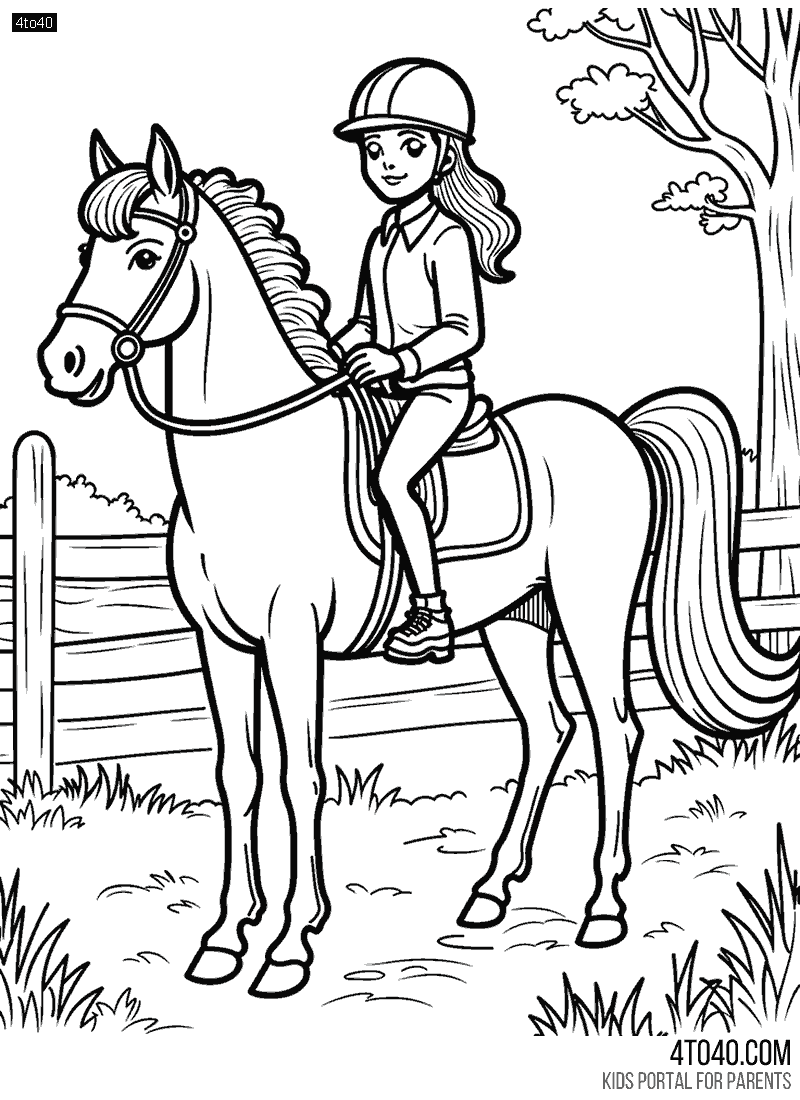 Download Free Graphic Resources for Girl riding horse coloring page