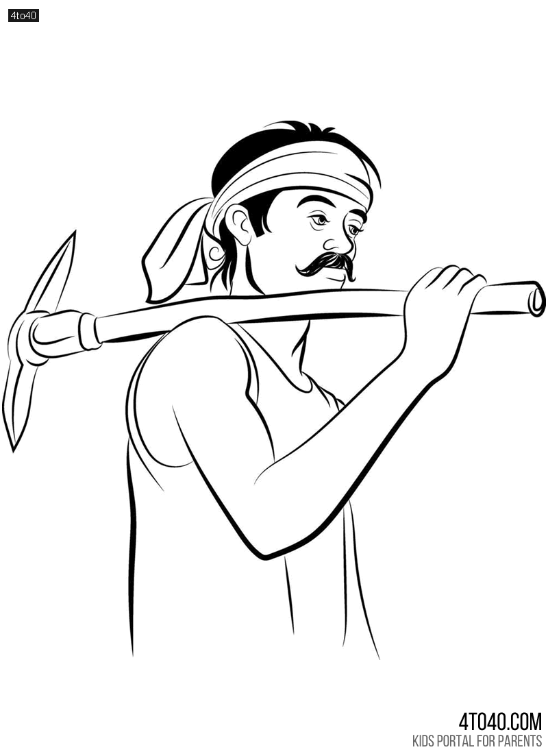 Indian Labour Coloring Sheet for students